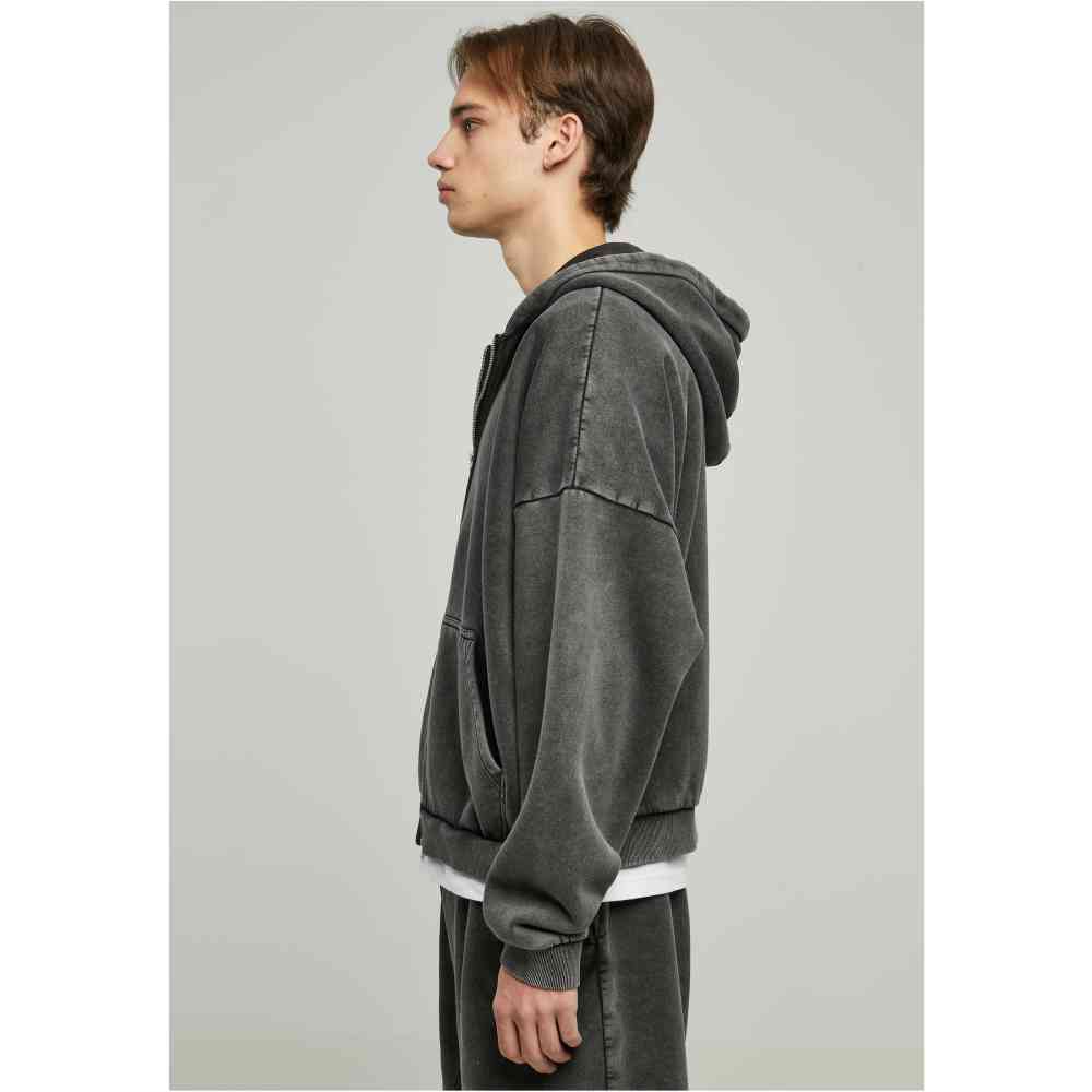 Urban Classics - Heavy Sand Washed 90's Vest met capuchon - Zwart